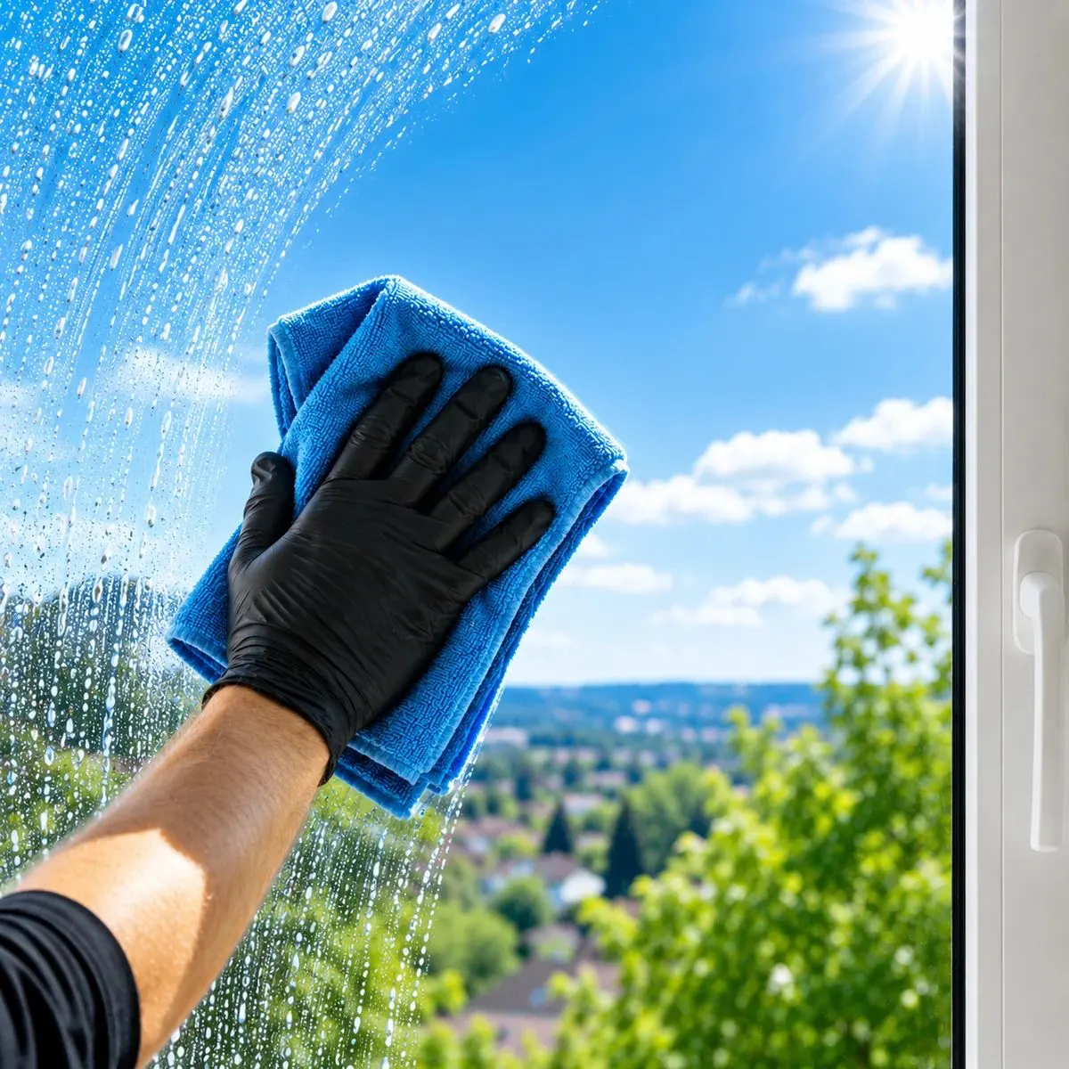 Professionelle Fensterreinigung mit Abzieher in der Region Basel